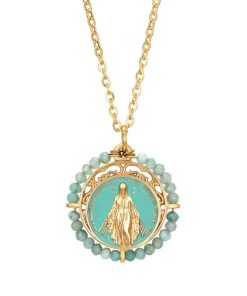 Collar Virgen María Amazonita Oro