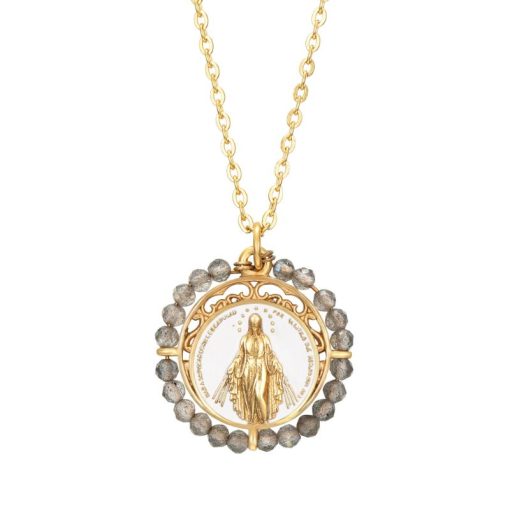 Collar Virgen María Labradorita Oro