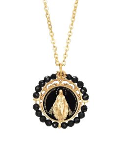 Collar Virgen María Ónix Oro