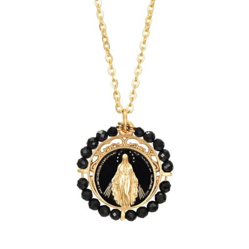 Collar Virgen María Ónix Oro